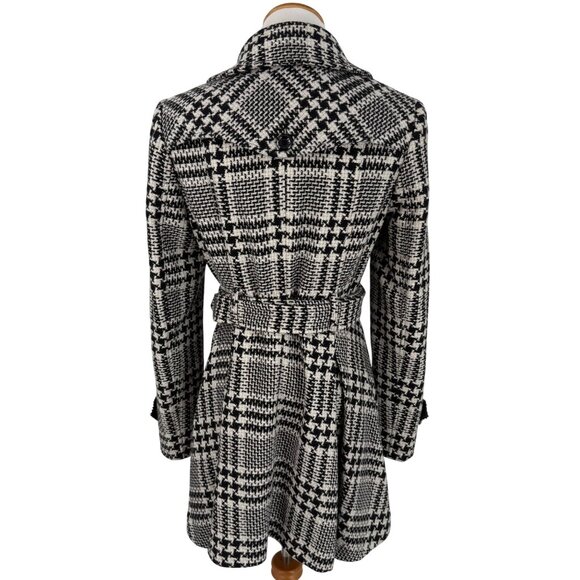 Vintage 90s Y2K Victorias Secret Black White Houndstooth Double Breasted Peacoat - Picture 11 of 16